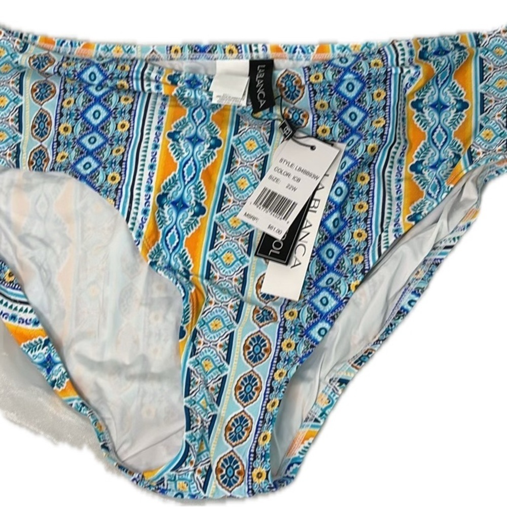 La Blanca Women's Hipster Swimsuit Bottom 22 Plus Ice Blue//Scarf City